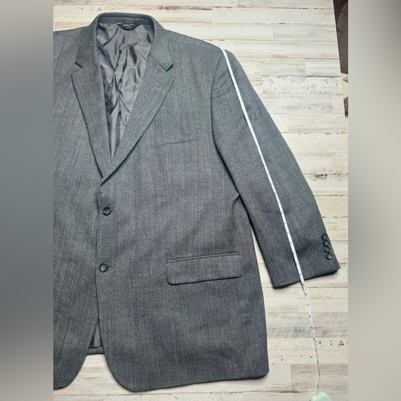 Joseph & Feiss Gold 54L Gray 100% Lambswool Blazer Jacket Sport Coat - Picture 2 of 11